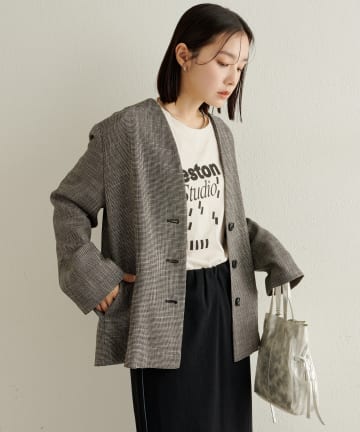 Omekashi オメカシ　ツイードジャケット　ノーカラー完売商品 Omekashi オメカシ ツイードジャケット ノーカラー完売商品