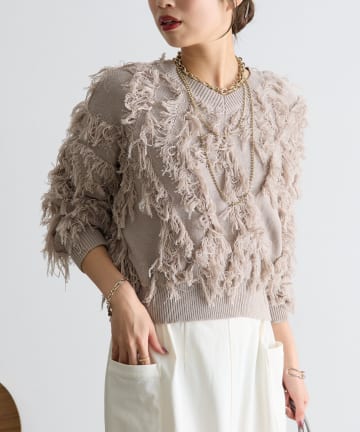 Jena　espace merveilleux(ジェナ　エスパスメルヴェイユ) フリンジVニット