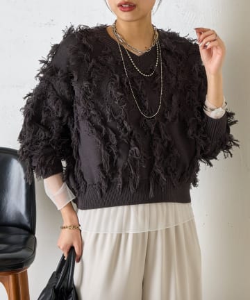 Jena　espace merveilleux(ジェナ　エスパスメルヴェイユ) フリンジVニット