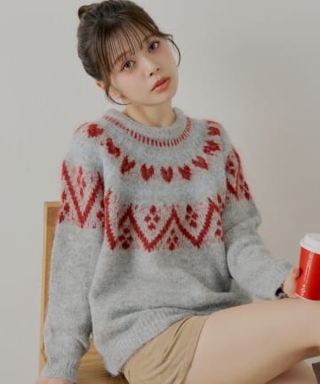 Chico(チコ) ハート柄ノルディックニット