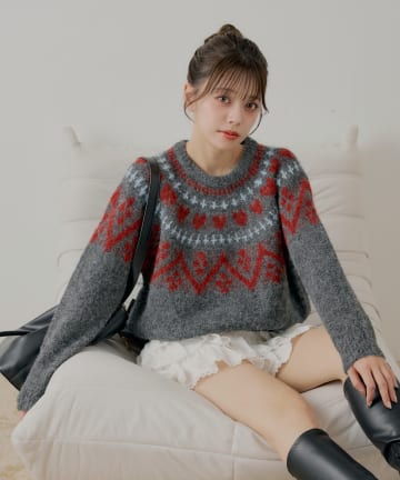 Chico(チコ) ハート柄ノルディックニット