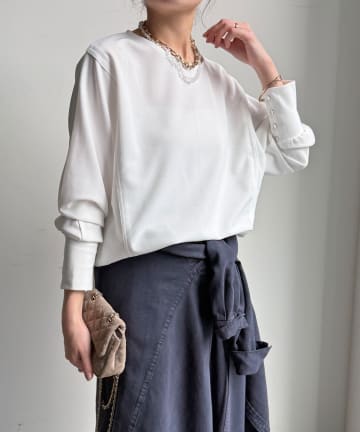 DOUDOU(ドゥドゥ) 【WEB限定】カットジョーゼットオーガンジー切替ブラウス