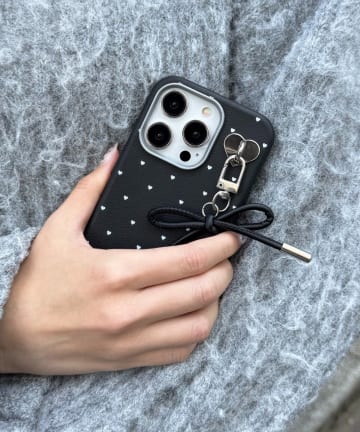 Lattice(ラティス) リボンハートドットスマホケース(iPhone14pro)