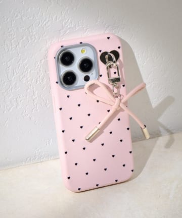 Lattice(ラティス) リボンハートドットスマホケース(iPhone15pro)