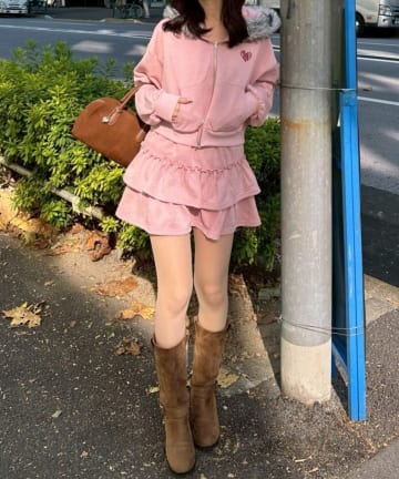 NICE CLAUP / OLIVE des OLIVE OUTLET(ナイスクラップ  / オリーブ デ オリーブ アウトレット) 【RMAF】ピグメント風スウェットティアードスカート