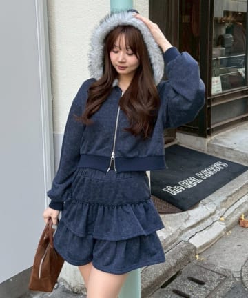 NICE CLAUP / OLIVE des OLIVE OUTLET(ナイスクラップ  / オリーブ デ オリーブ アウトレット) 春もマストバイ！【RMAF】ピグメント風フードファーパーカー