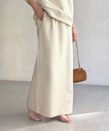 DOUDOU(ドゥドゥ) 【WEB限定/セットアップ可能】ストレッチダブルフェイスタイトスカート