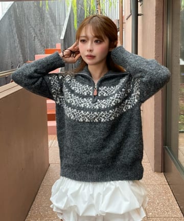 RAY CASSIN(レイカズン) ノルディックハーフジップニット