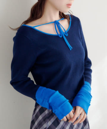 Kastane(カスタネ) 【4色展開/前後2WAY】バイカラースクエアニット