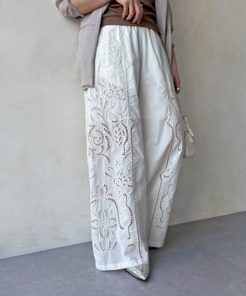 DOUDOU(ドゥドゥ) 刺繍レースコットンパンツ