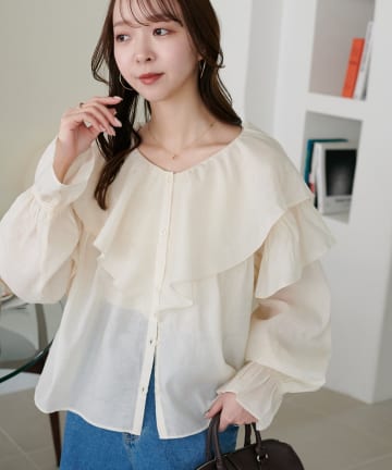 DISCOAT(ディスコート) 【SS先行予約/着映え/WEB限定】シアーフリルブラウス