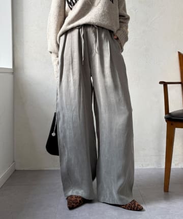 OUTLET(アウトレット) 【DouDou】フィブリルワイドイージーパンツ