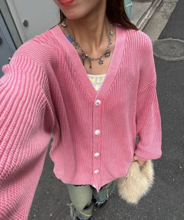 OUTLET(アウトレット) 【Ciaopanic】ストーンウォッシュニットカーディガン