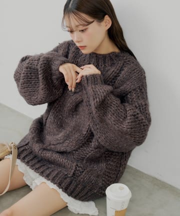 OUTLET(アウトレット) 【Chico】ビッグケーブルルーズミニワンピース