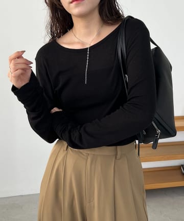 OUTLET(アウトレット) 【CAPRICIEUX LE'MAGE】テンセルウール袖ギャザーロンT