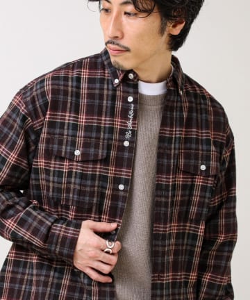 FREDY & GLOSTER(フレディ アンド グロスター) 【BOY ASTLAD刺繍】 フラップポケット ボタンダウンネルシャツ