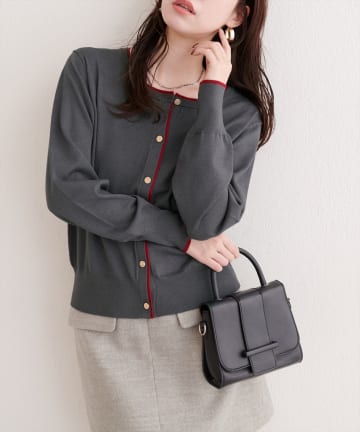 natural couture(ナチュラルクチュール) 配色金ボタンニットカーディガン