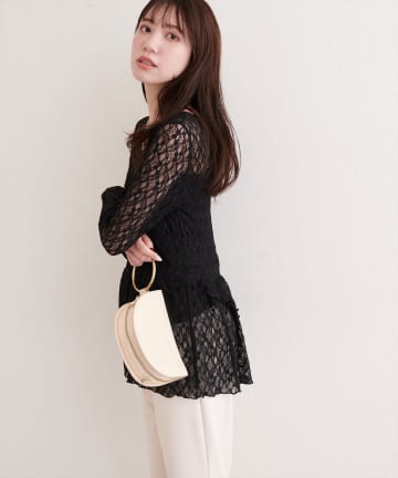 natural couture(ナチュラルクチュール) 総レースティアードTOPS