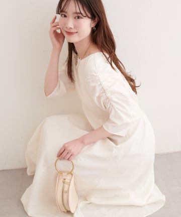 natural couture(ナチュラルクチュール) フラワージャガードジゴスリーブワンピース