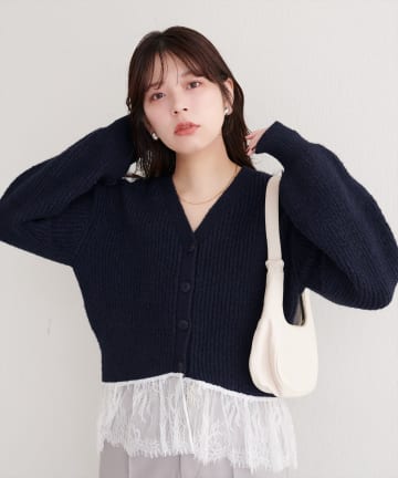 natural couture(ナチュラルクチュール) 裾レースカーディガン