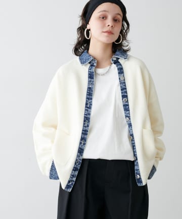 LARUTA(ラルータ) ニット×デニムコンビネーションカーディガン