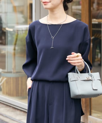 RIVE DROITE(リヴドロワ) 【セットアップ対応可】ダブルサテンハーフスリーブブラウス