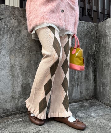 CIAOPANIC(チャオパニック) アーガイルニットフリルパンツ