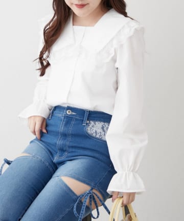 Remind me and forever(リマインドミーアンドフォーエバー) レースBIG襟ブラウス