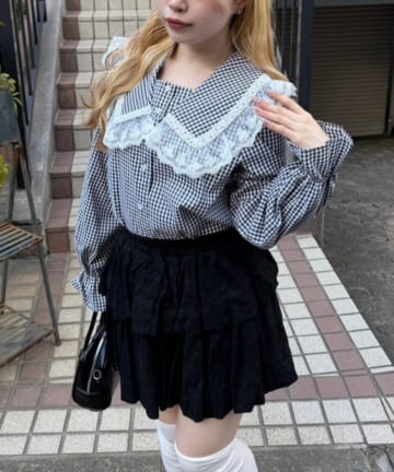 Remind me and forever(リマインドミーアンドフォーエバー) レースBIG襟ブラウス