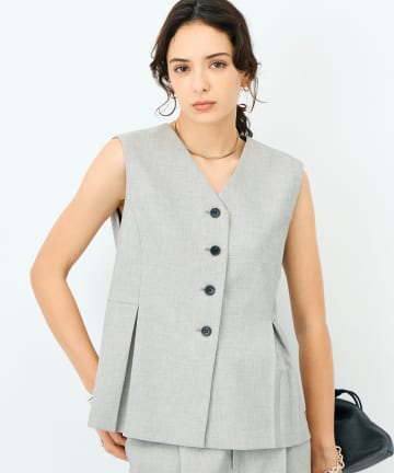 NOLLEY'S(ノーリーズ) 《セットアップ対応》ウォッシャブルドライシャークペプラムジレ