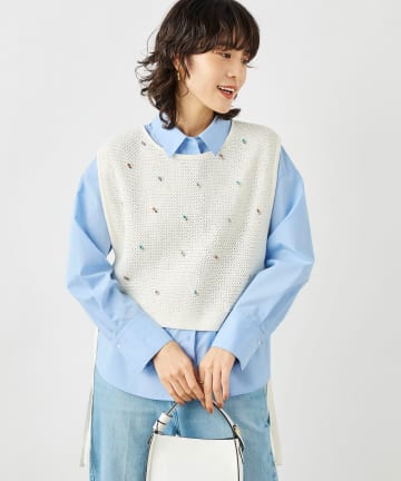 NOLLEY'S(ノーリーズ) 《手洗い可能》ビジュー付ベスト