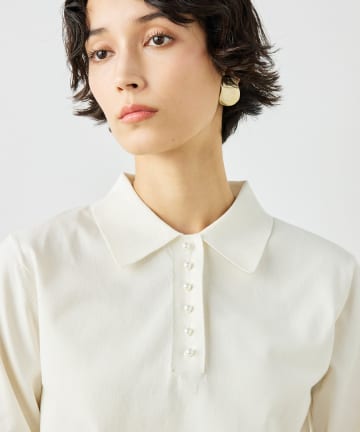 NOLLEY'S(ノーリーズ) 《手洗い可能》コットンテックスポロニット