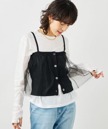 NOLLEY'S(ノーリーズ) 《手洗い可能》チュールリブビスチェ