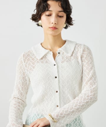 NOLLEY'S(ノーリーズ) ウォッシャブル襟付きレースカーディガン