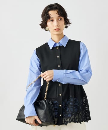 NOLLEY'S(ノーリーズ) 《手洗い可能》レース付きペプラムベスト