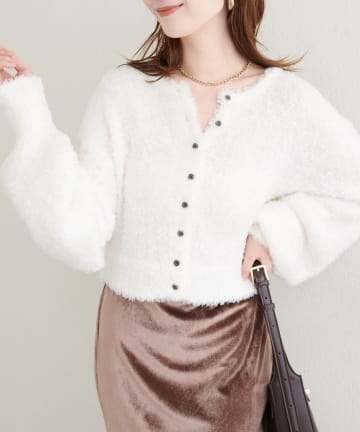 NICE CLAUP / OLIVE des OLIVE OUTLET(ナイスクラップ  / オリーブ デ オリーブ アウトレット) 【natural couture】クロップドカーディガン