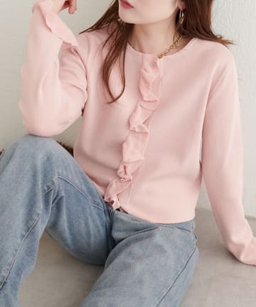 NICE CLAUP / OLIVE des OLIVE OUTLET(ナイスクラップ  / オリーブ デ オリーブ アウトレット) 【EVERY.VERY niceclaup】フリルディティールカーディガン