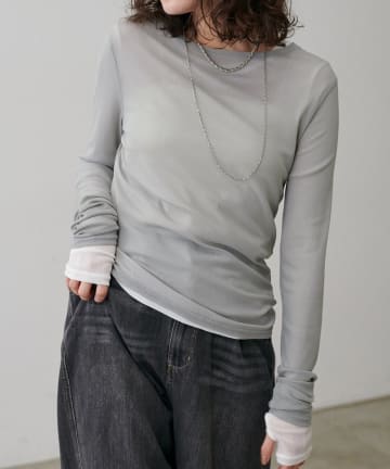 NICE CLAUP / OLIVE des OLIVE OUTLET(ナイスクラップ  / オリーブ デ オリーブ アウトレット) 【LARUTA】メッシュチュールプルオーバー