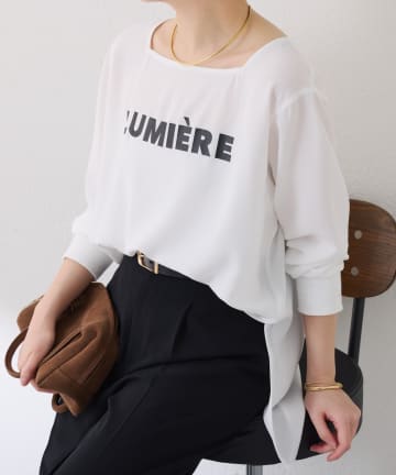 COLLAGE GALLARDAGALANTE(コラージュ ガリャルダガランテ) 【インナーにも使える】スクエアネックジョーゼットロゴロンT