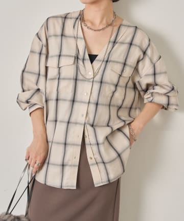 Jena　espace merveilleux(ジェナ　エスパスメルヴェイユ) オンブレーチェックダブルシャツ