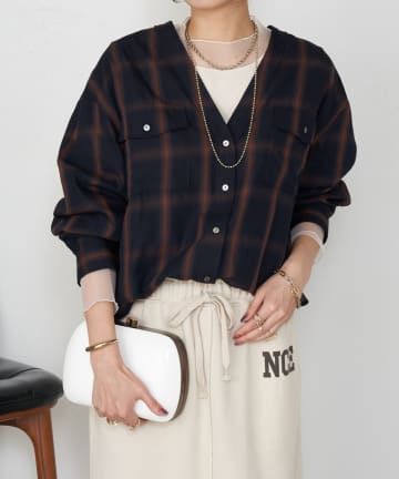 Jena　espace merveilleux(ジェナ　エスパスメルヴェイユ) 【好評につき再入荷！】オンブレーチェックダブルシャツ