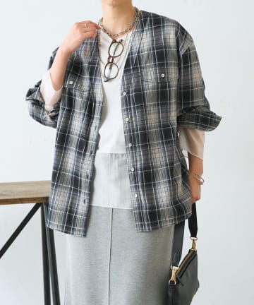 Jena　espace merveilleux(ジェナ　エスパスメルヴェイユ) 【大人カジュアルに決まる】チェックダブルVシャツ