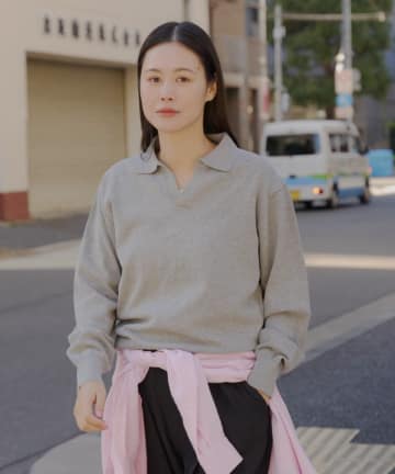 Kastane(カスタネ) 【WHIMSIC】ファインニットスキッパーポロシャツ