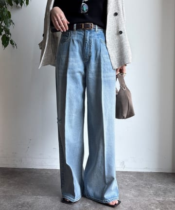 DOUDOU(ドゥドゥ) ダメージワイドデニム