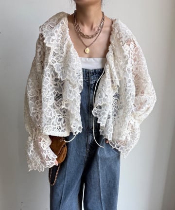 DOUDOU(ドゥドゥ) レースボレロシャツ