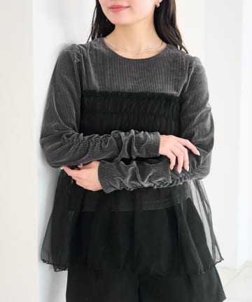 Kastane(カスタネ) 【ドット&ストライプ】	バリエーションチュールドッキングプルオーバー