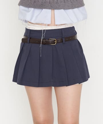 RAY CASSIN(レイカズン) レイヤードベルト付プリーツミニスカート