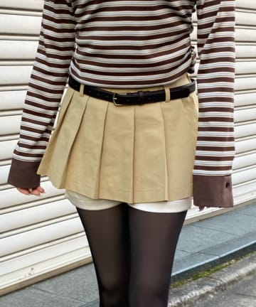 RAY CASSIN(レイカズン) レイヤードベルト付プリーツミニスカート