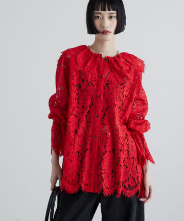 Lui's(ルイス) スカラップレースバックオープンシャツ
