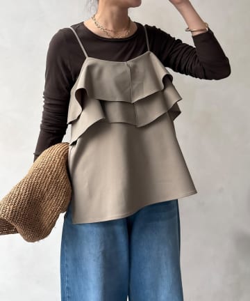 DOUDOU(ドゥドゥ) ドライタッチフリルキャミ